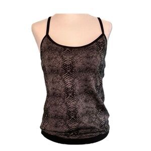 Vince Camuto Snakeskin Print Tank Top Black Gray Knit Sleeveless Camisole L